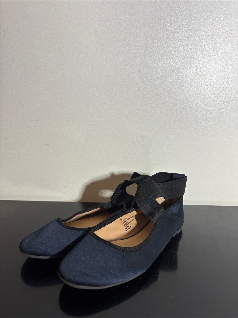 Mossimo Supply Co. Navy Blue Ballet Flats with Crisscross Ankle Straps